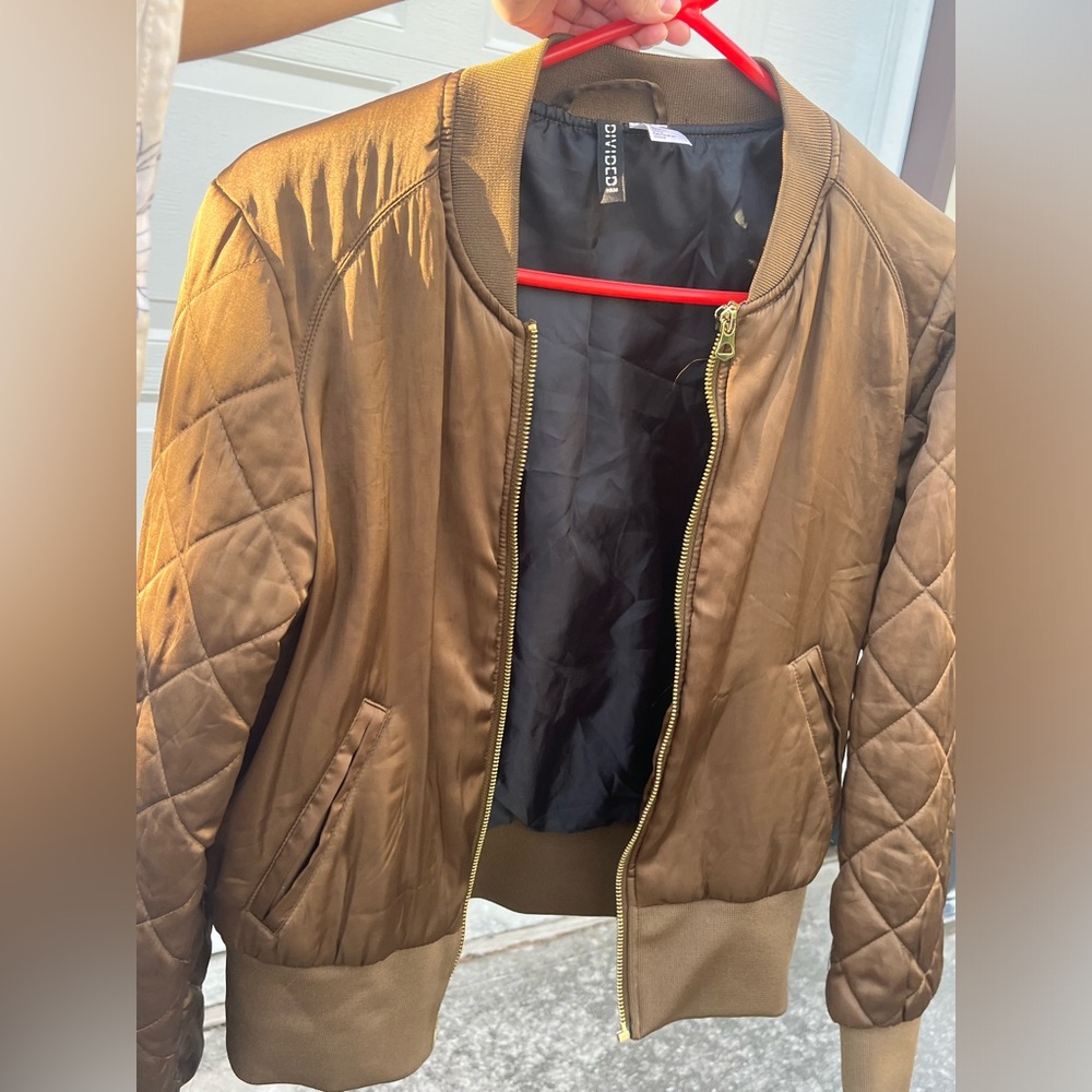 Olive Satin bomber jacket H&M